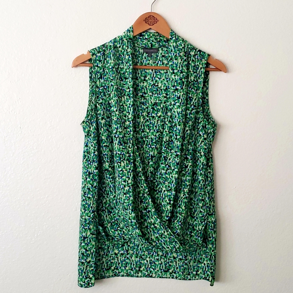 Vince Camuto Green Draped Crosswrap Top Blouse S